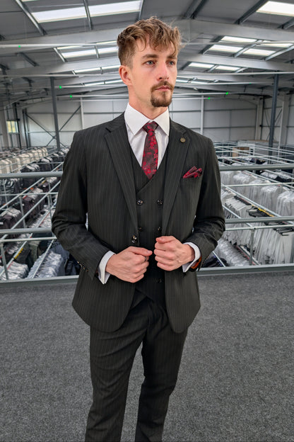 Black Pinstripe Three Piece Suit