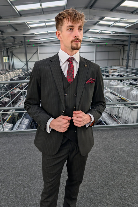 Black Pinstripe Three Piece Suit