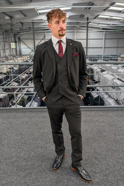 Black Pinstripe Three Piece Suit