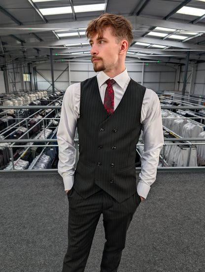 Black Pinstripe Three Piece Suit