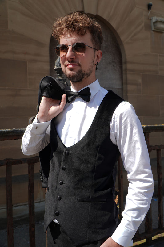 Black Velvet Tuxedo Waistcoat