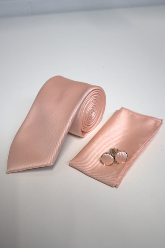 Blush Pink Satin Tie Set