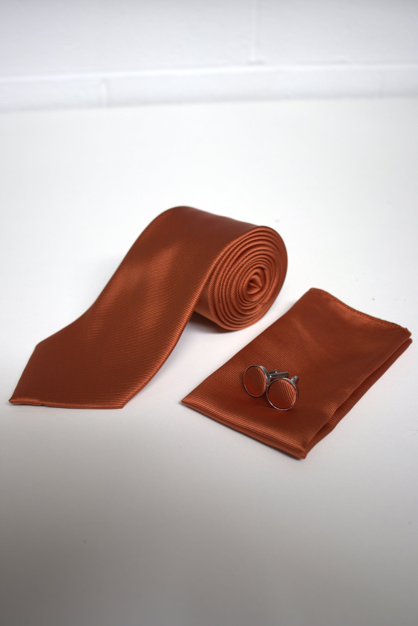 Burnt Orange / Rust Satin Tie Set