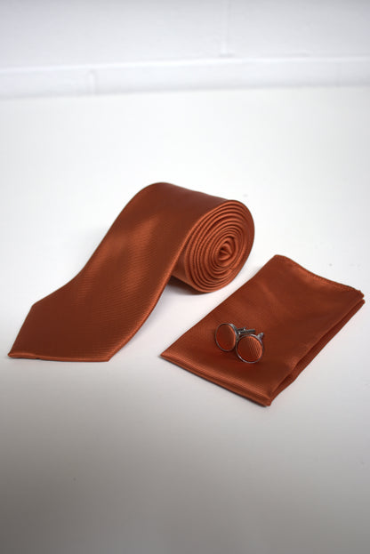 Burnt Orange / Rust Satin Tie Set