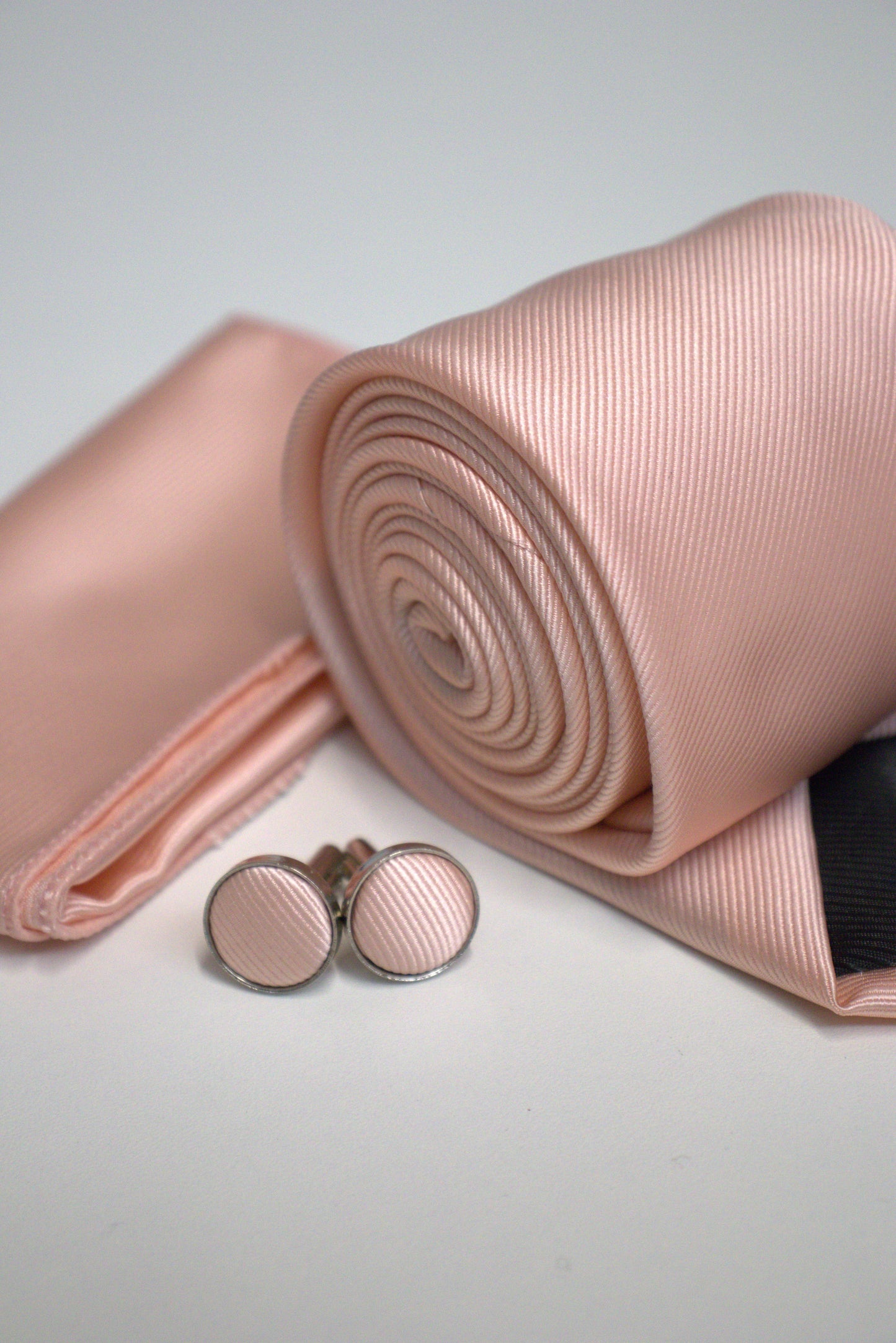 Blush Pink Satin Tie Set