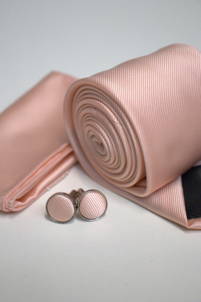 Blush Pink Satin Tie Set