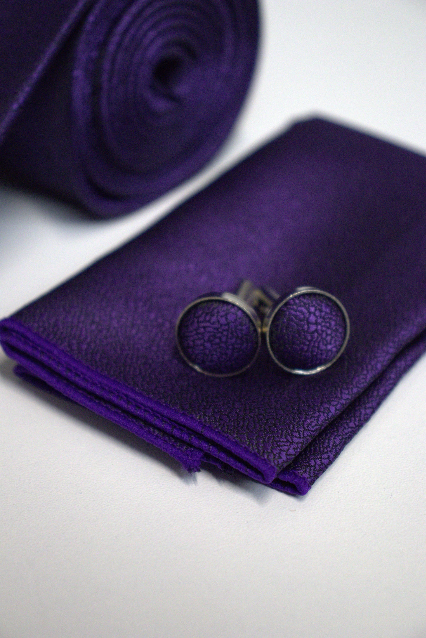 Deep Cadbury Purple Textured Tie Set