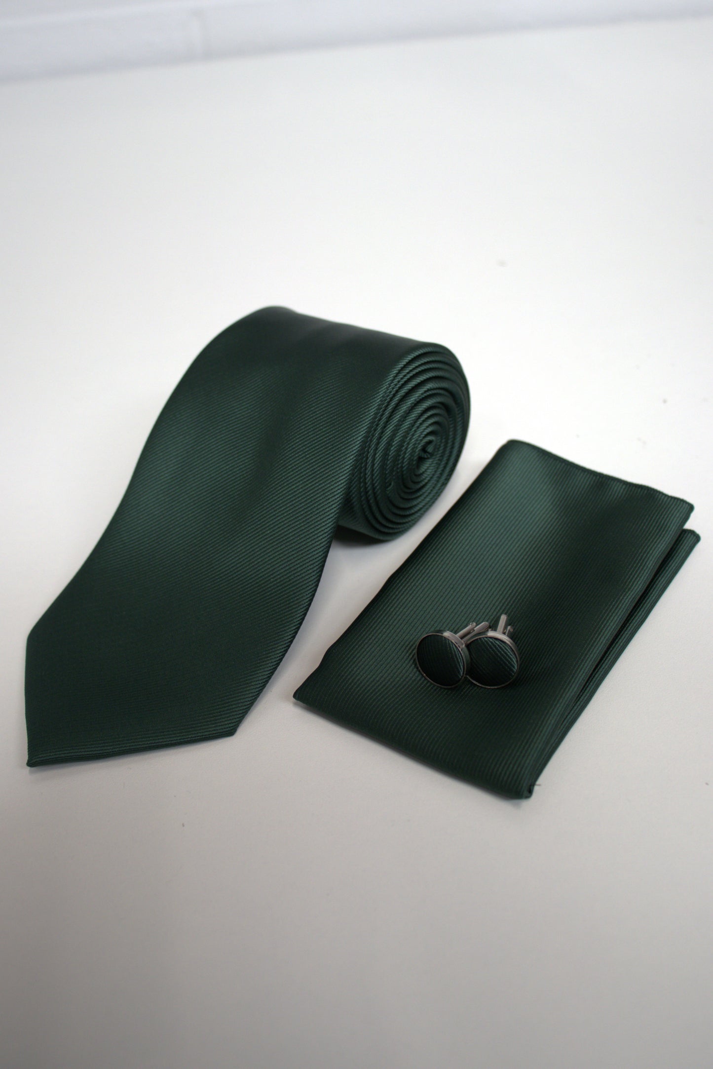 Dark Forest / Bottle Green Satin Tie Set