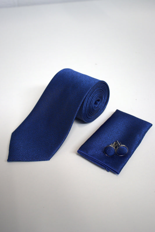 Royal Blue Textured Tie Set