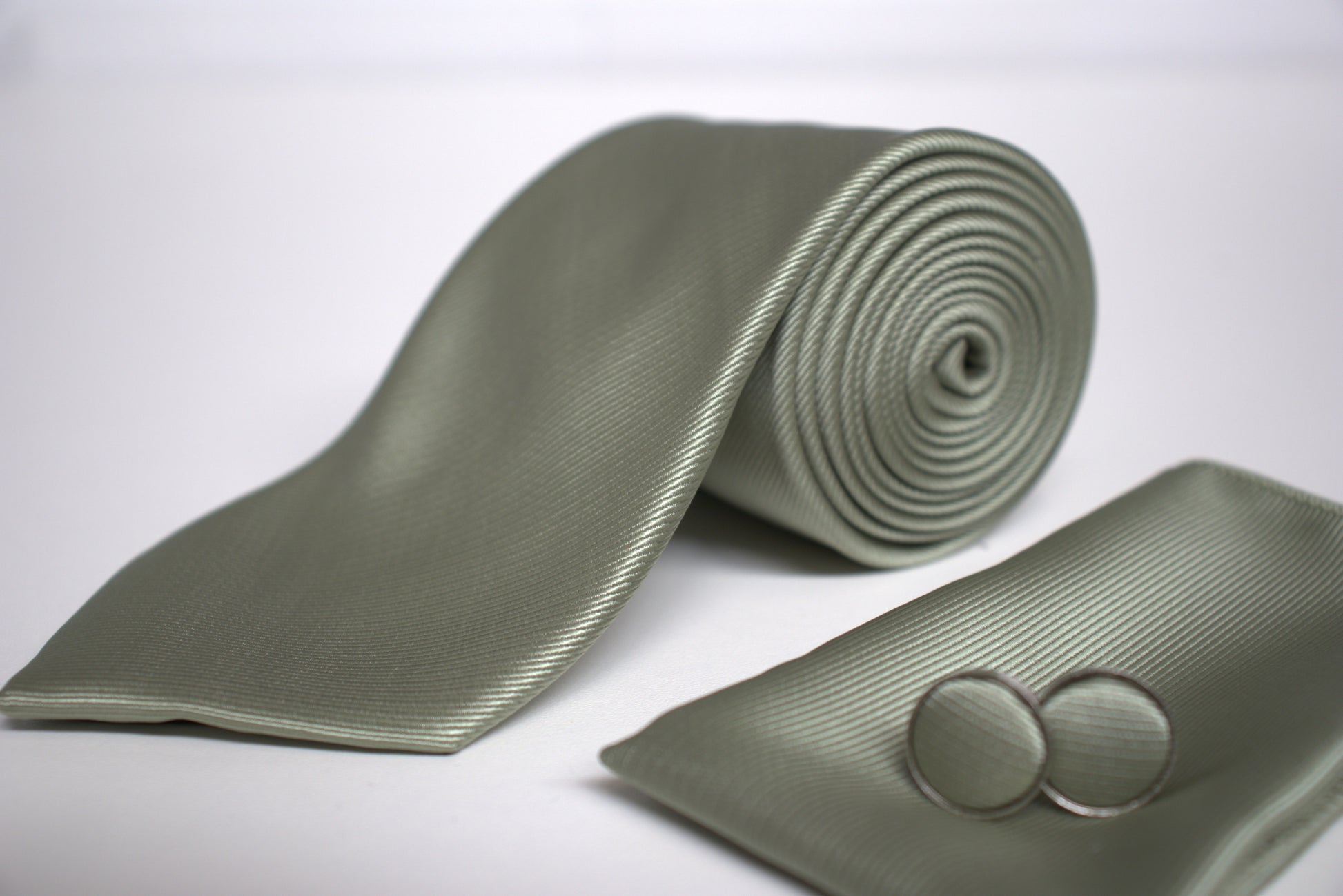 Sage green necktie with satin finish, wedding tie for grooms, best man and formal wear.