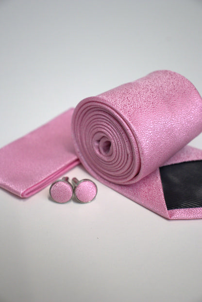 Pink Textured Tie Set