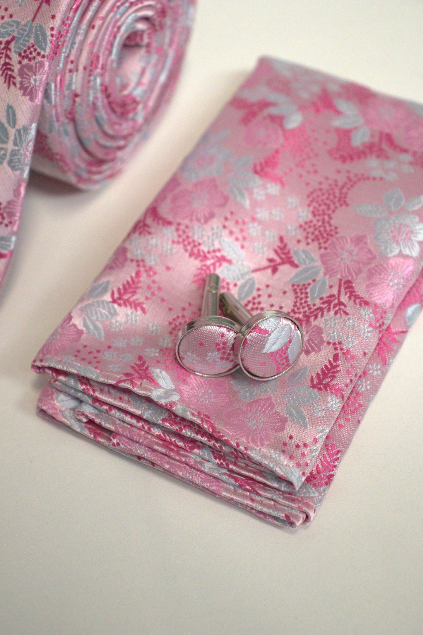 Pink Floral Tie Set