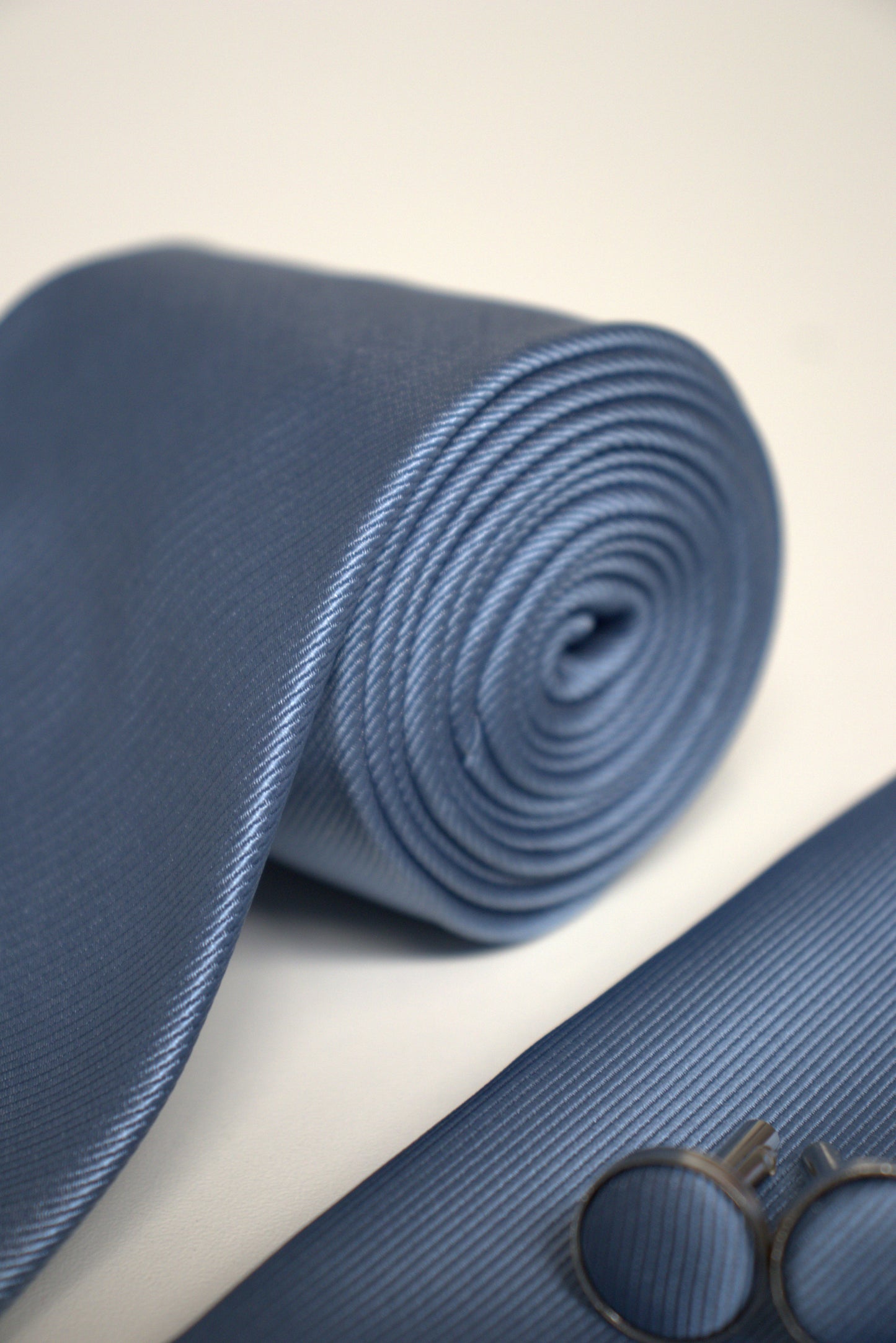 Dusty Steel / Slate Blue Satin Tie Set