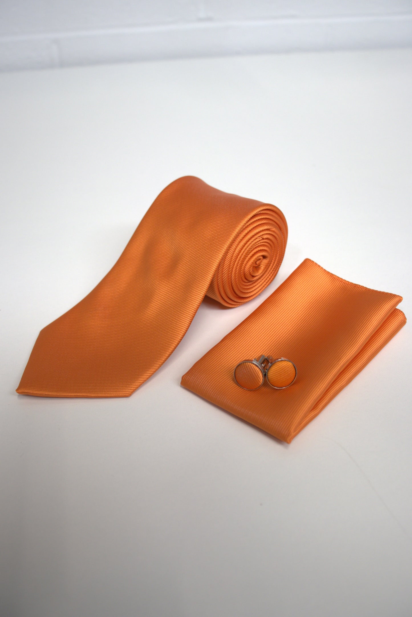 Tangerine Orange Satin Tie Set