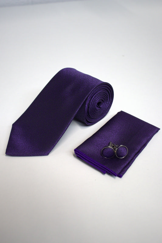 Deep Cadbury Purple Textured Tie Set