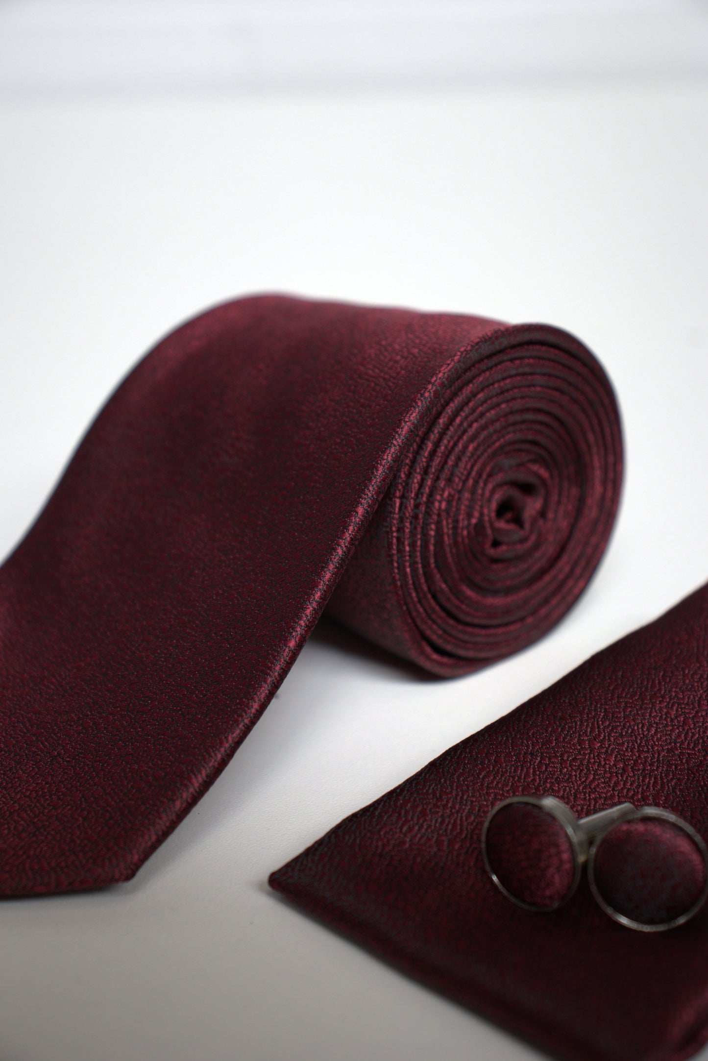 Dark Red / Burgundy Textured Tie Set