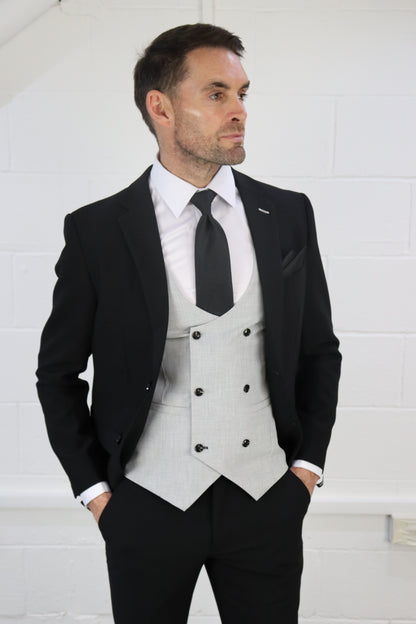 Diablo Black Contrast Grey Three Piece Suit