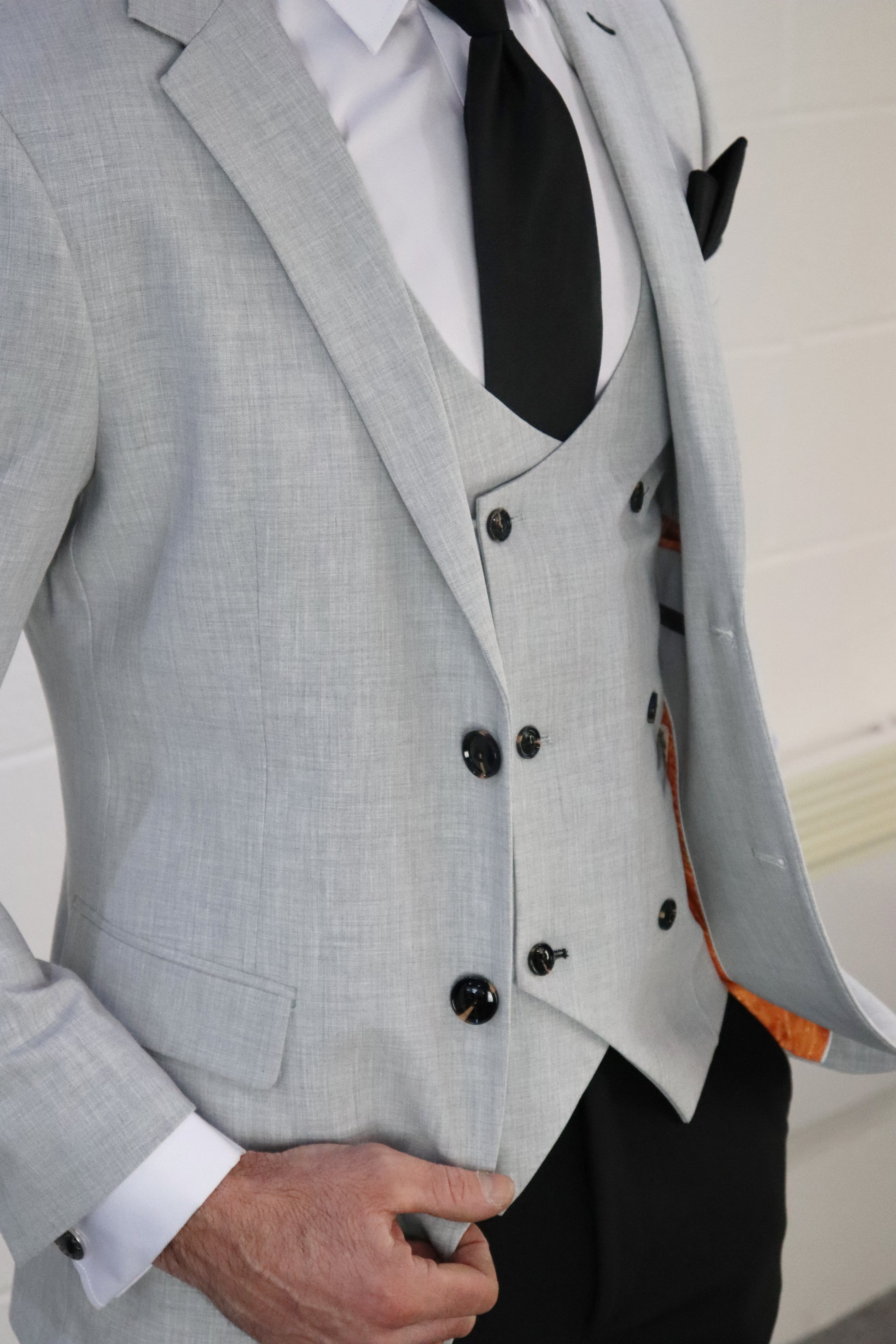 Harry Light Grey Contrast Three Piece Suit Stylish Modern Fit