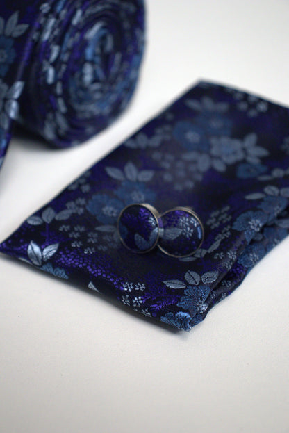 Vivid Blues Floral Tie Set