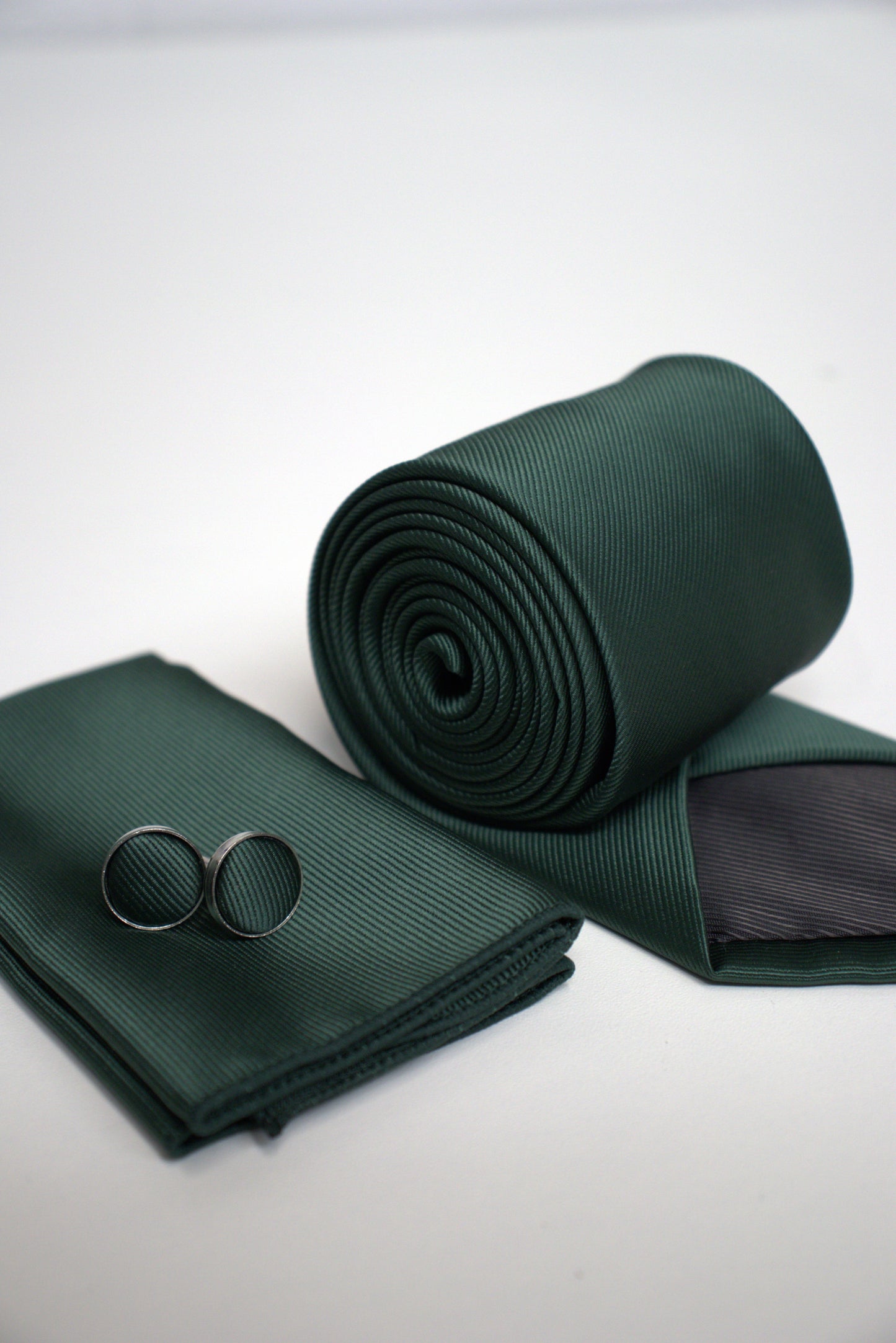 Dark Forest / Bottle Green Satin Tie Set