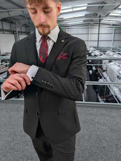 Black Pinstripe Three Piece Suit