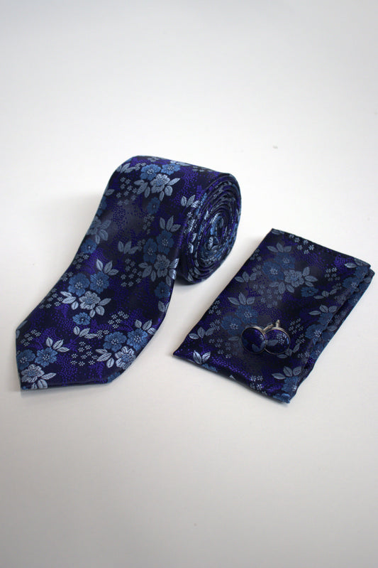 Vivid Blues Floral Tie Set