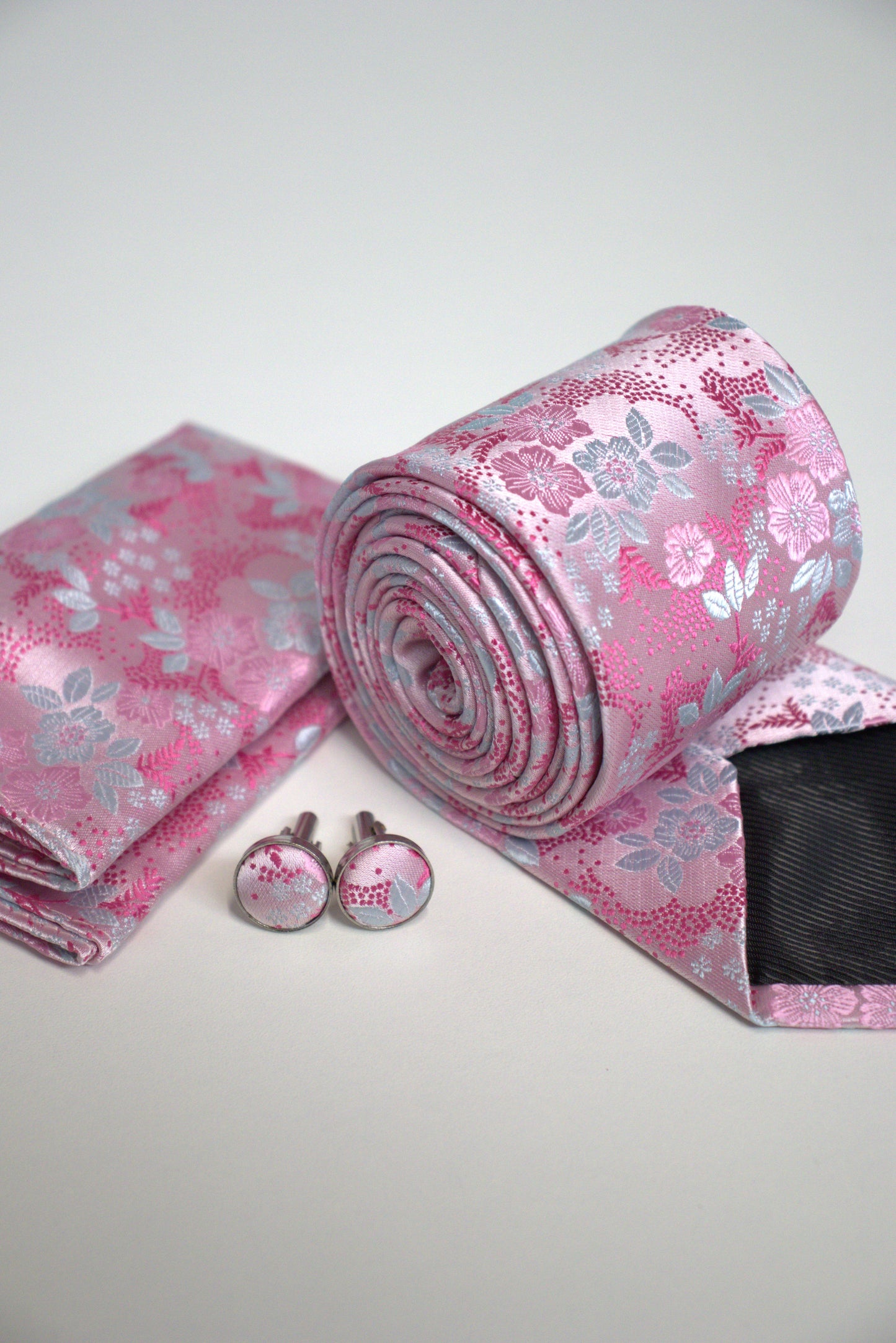 Pink Floral Tie Set