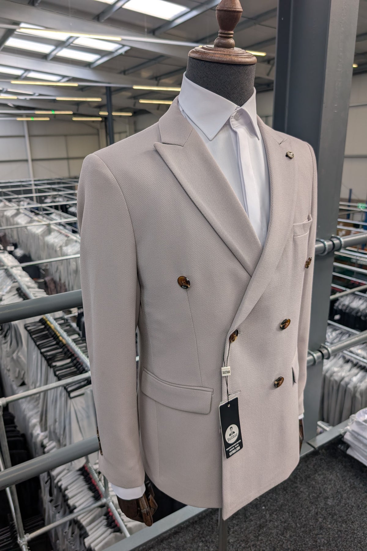ESCOBAR Stone Textured Double Breasted Blazer