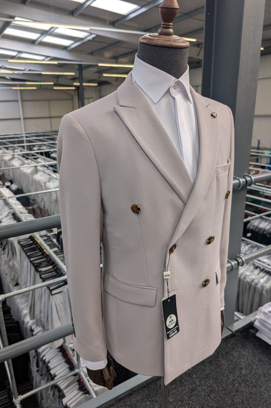 ESCOBAR Stone Textured Double Breasted Blazer