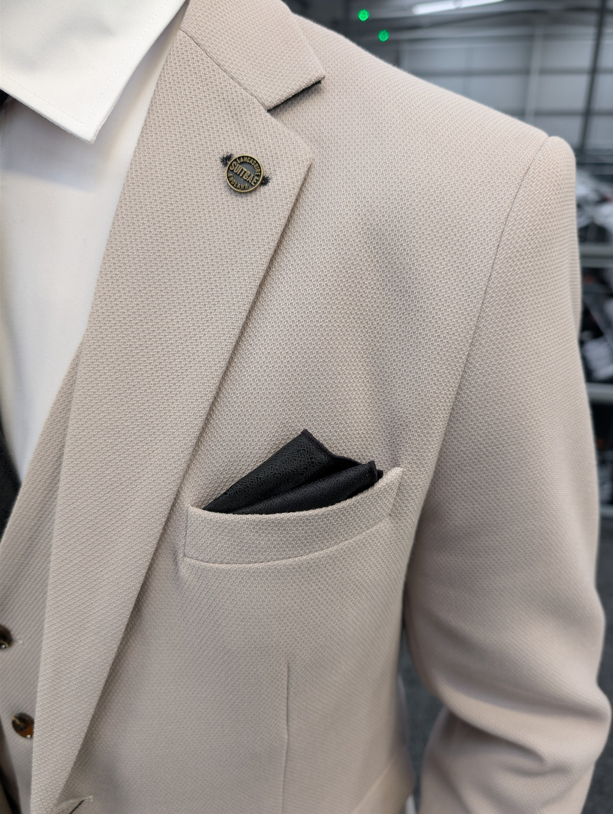 ESCOBAR Stone Textured CONTRAST Three Piece Suit