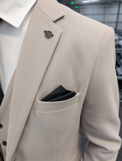 ESCOBAR Stone Textured CONTRAST Three Piece Suit