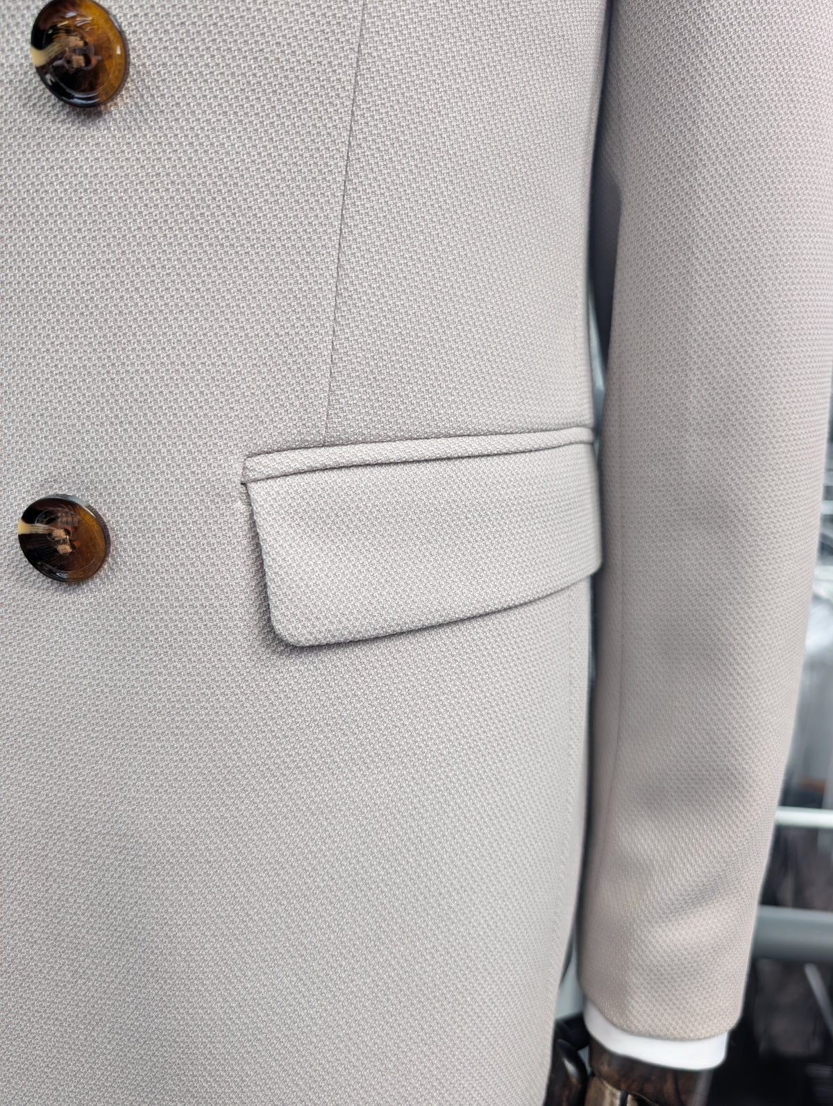 ESCOBAR Stone Textured Double Breasted Blazer