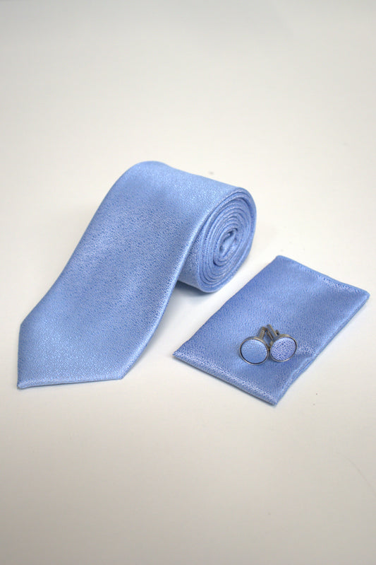 Light Sky Baby Blue Textured Tie Set