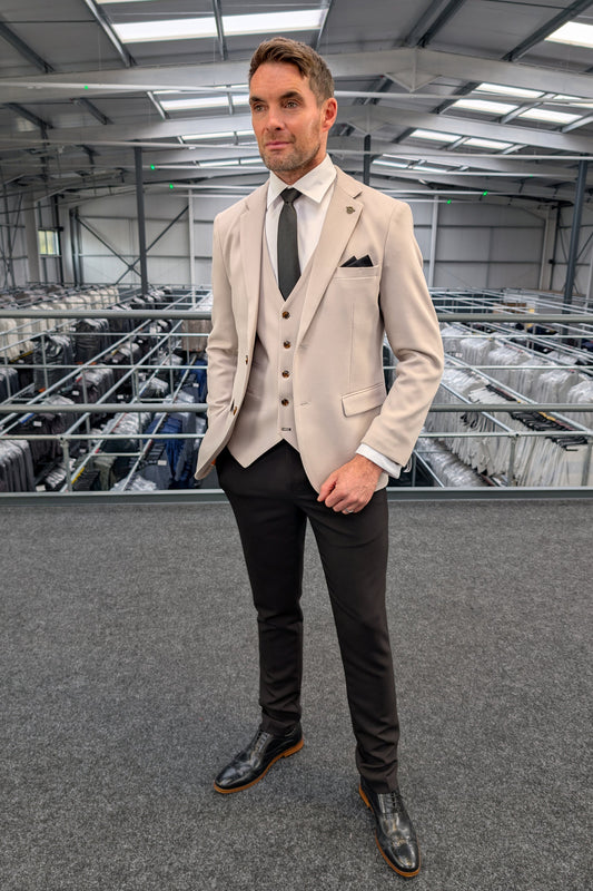 ESCOBAR Stone Textured CONTRAST Three Piece Suit