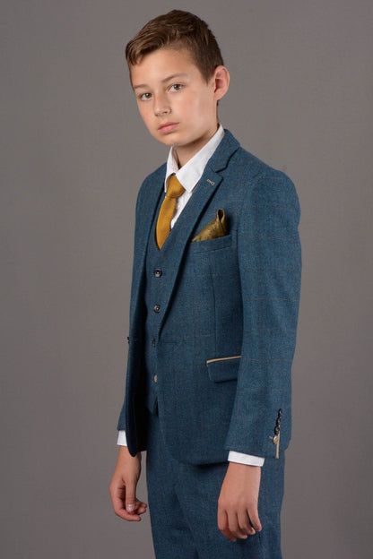 Kids Mark Darcy Blue Check Three Piece Suit (Matching Adult Version Available)