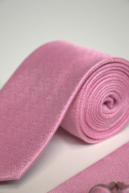 Pink Textured Tie Set