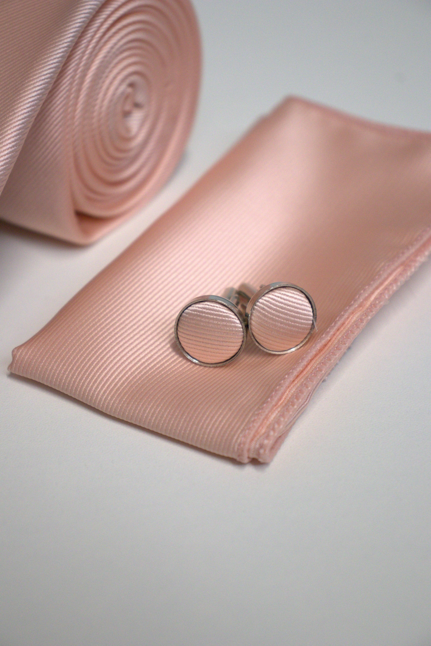 Blush Pink Satin Tie Set