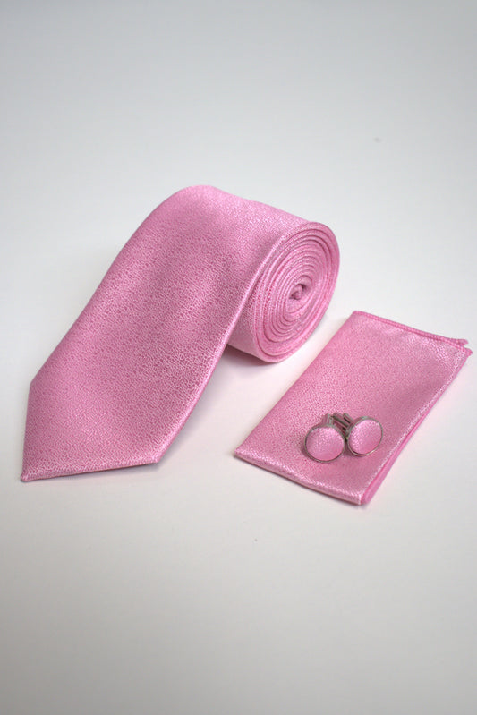 Pink Textured Tie Set