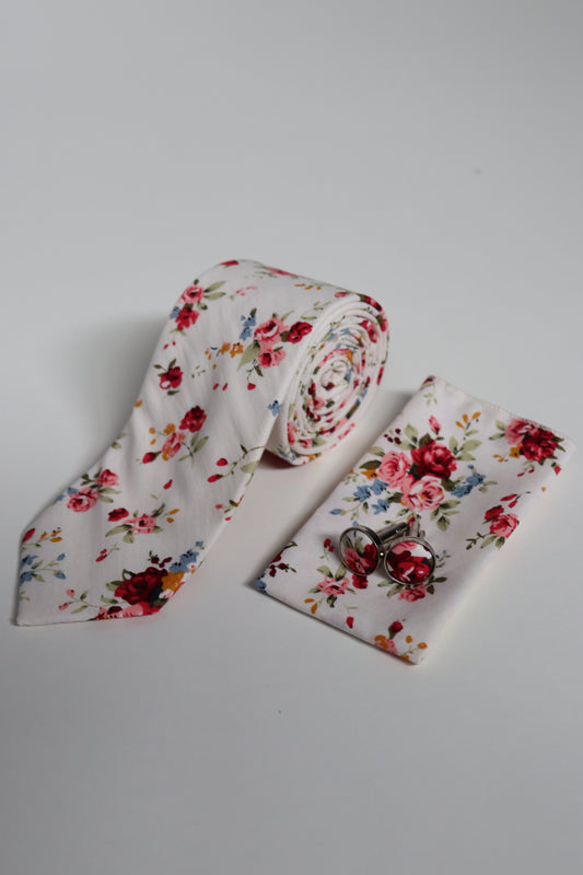 Ivory Bouquet Cotton Tie Set