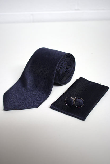 Dark Blue / Navy Textured Tie Set