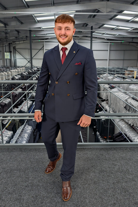Lawrence Navy Double Breasted Three Piece Suit