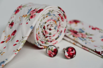 Ivory Bouquet Cotton Tie Set