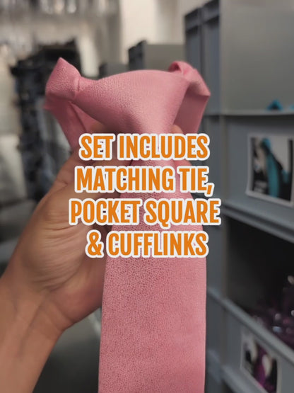 Pink Textured Tie Set