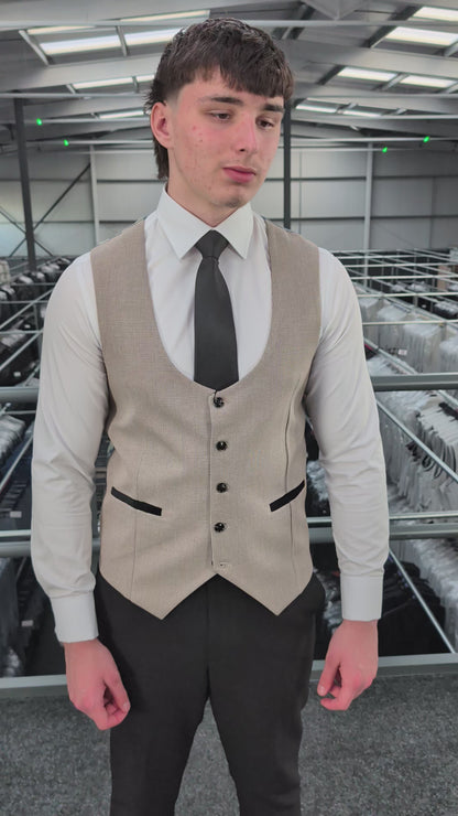 Charles Beige Contrast Three Piece Suit