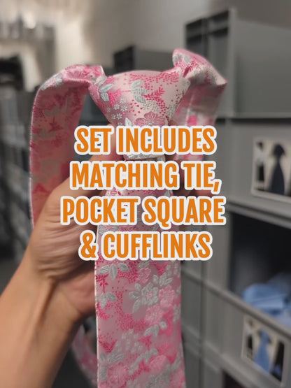 Pink Floral Tie Set