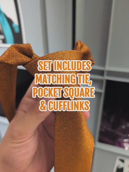 Burnt Orange / Copper Textured Tie Set