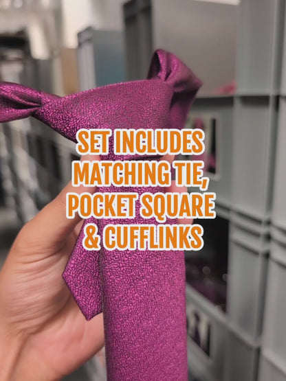 Deep Purple Plum Textured Tie Set