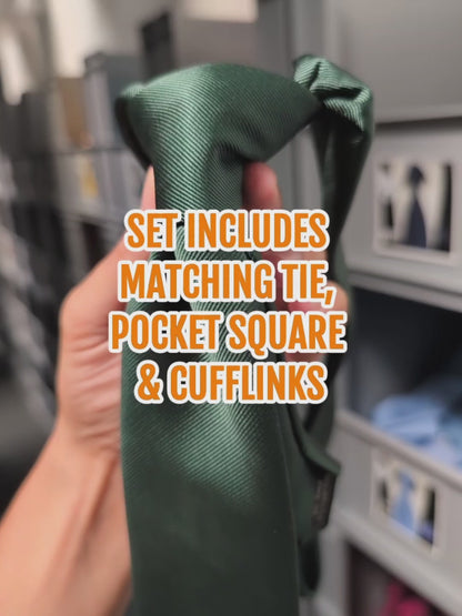 Dark Forest / Bottle Green Satin Tie Set