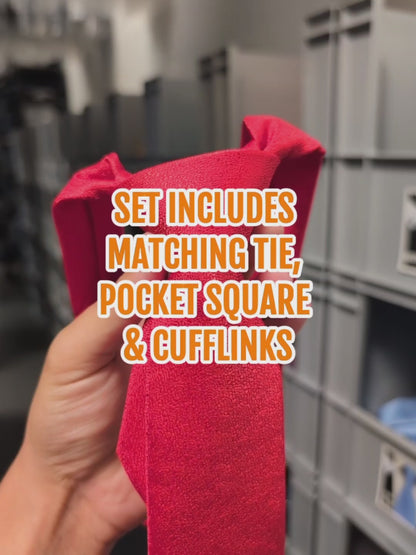 Bright Red (Scarlet / Liverpool Red) Textured Tie Set