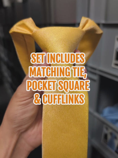 Bright Banana Yellow Textured Tie Set
